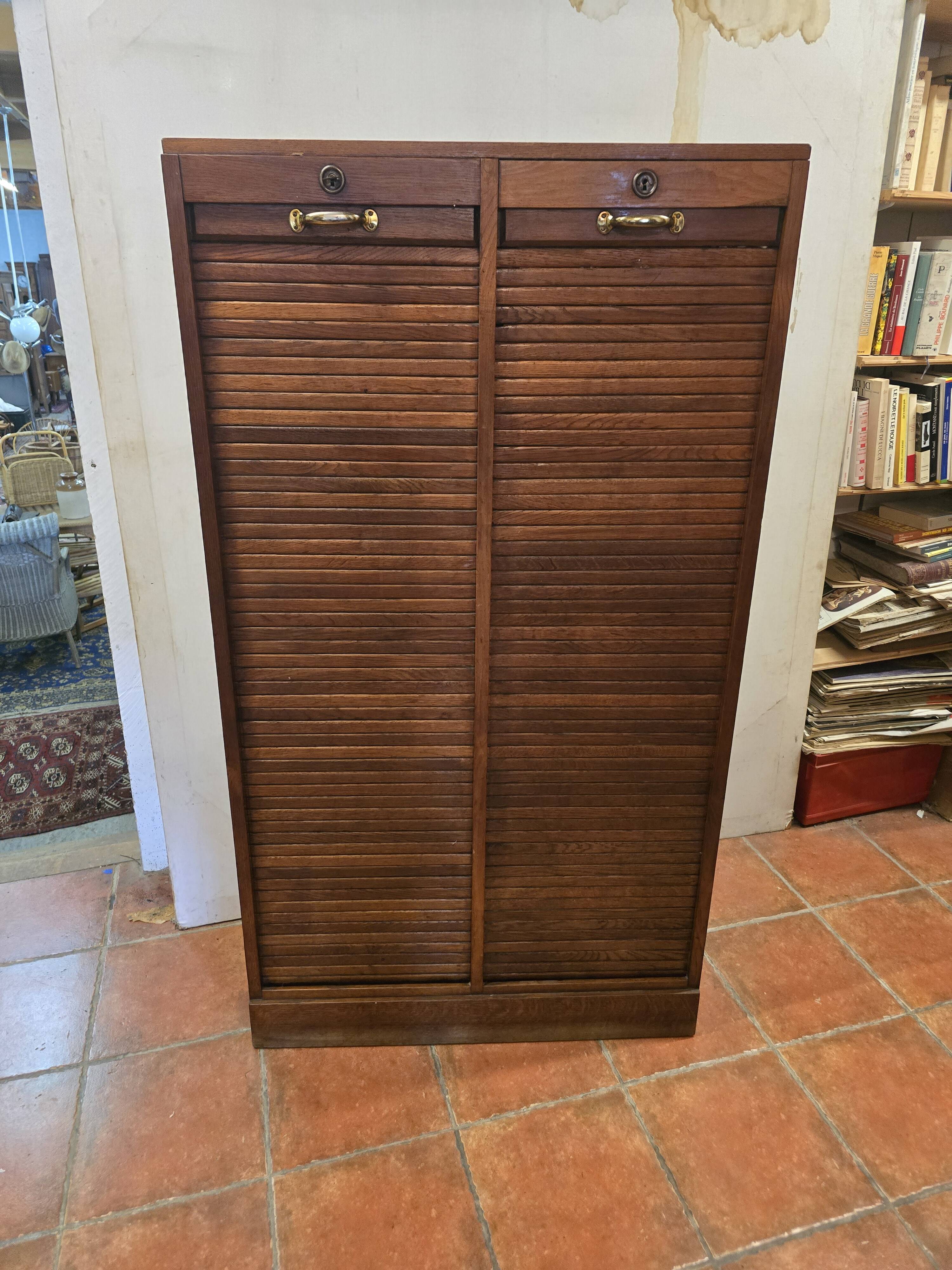 Old double oak filing cabinet