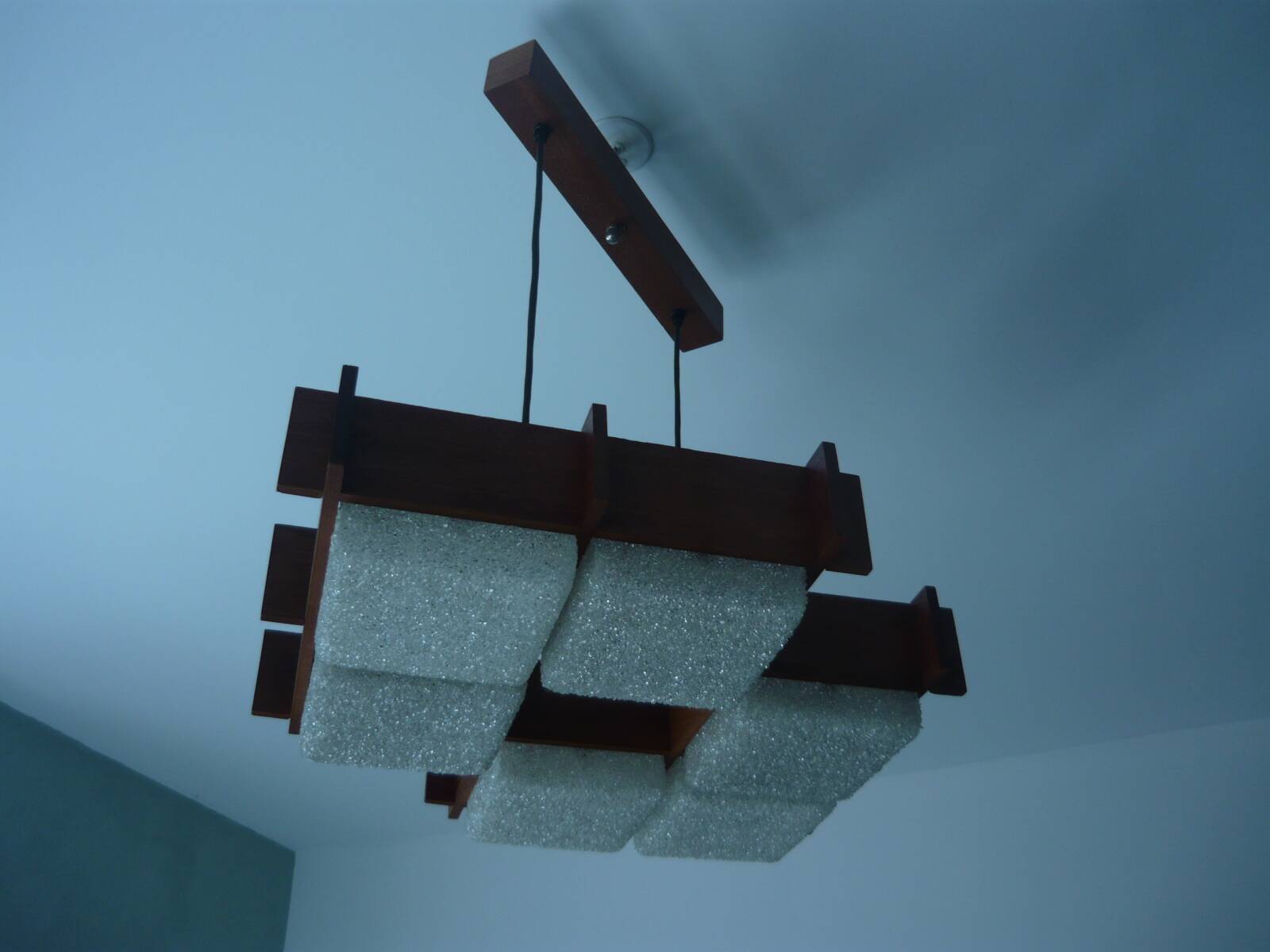 Vintage teak and perspex ceiling light (XL)