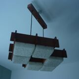Vintage teak and perspex ceiling light (XL)