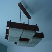 Plafonnier vintage en teck et perspex xl