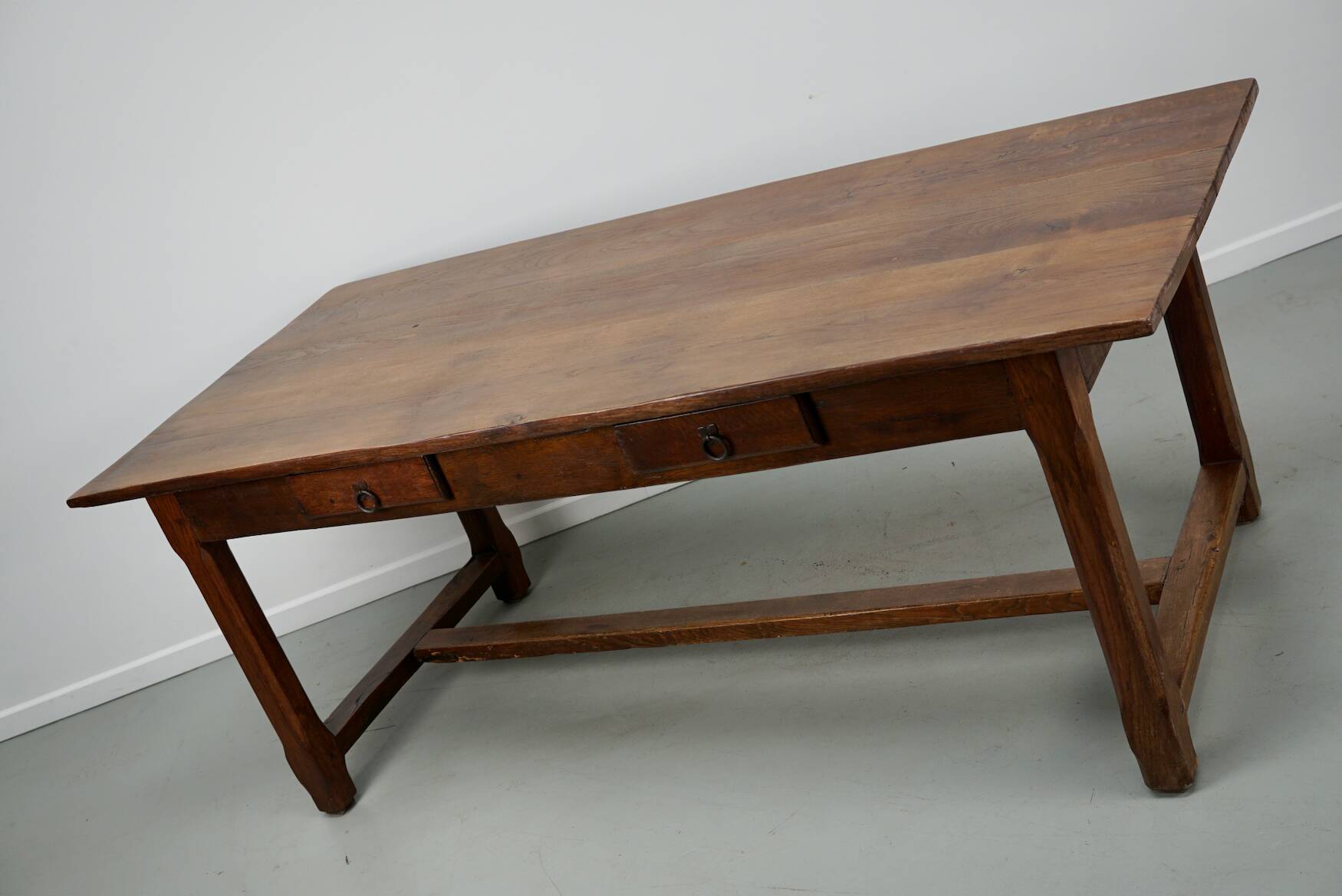 Rustic Dining Table in Oak and Elm from the Early 20th Century