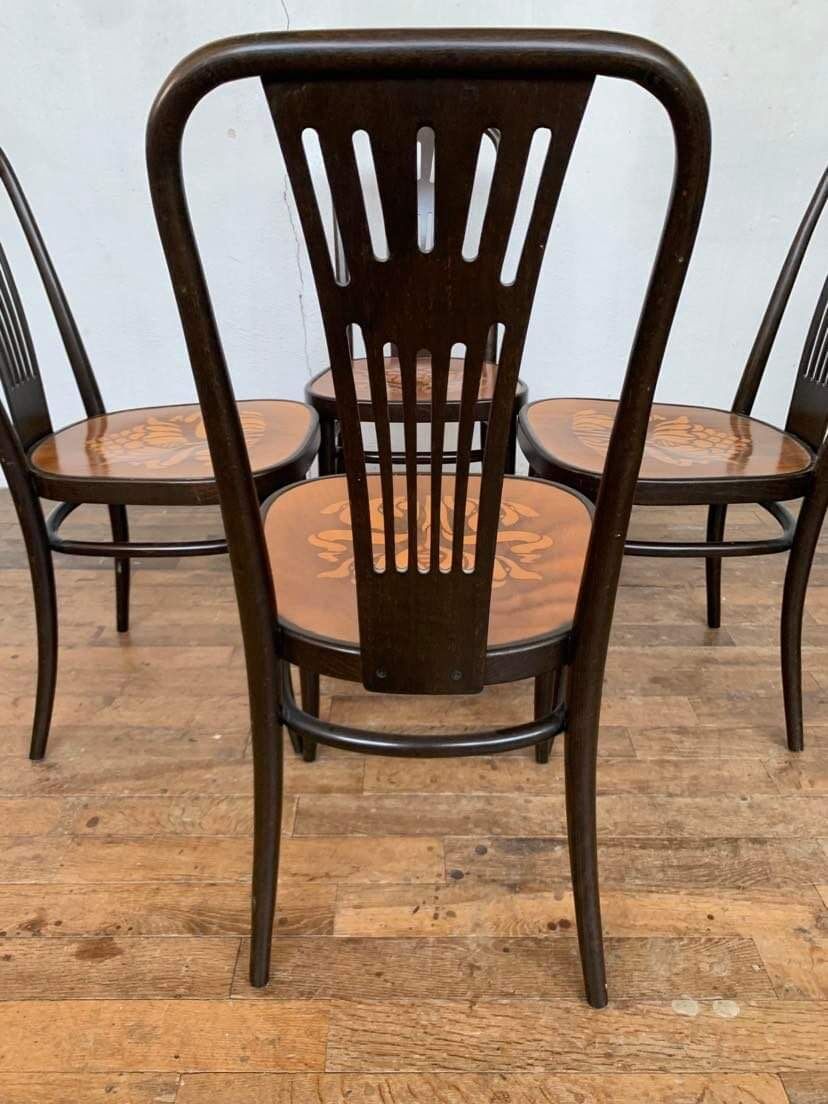 Lot 4 chairs bistrot wood curve stamp tuna and decor seat art nouveau