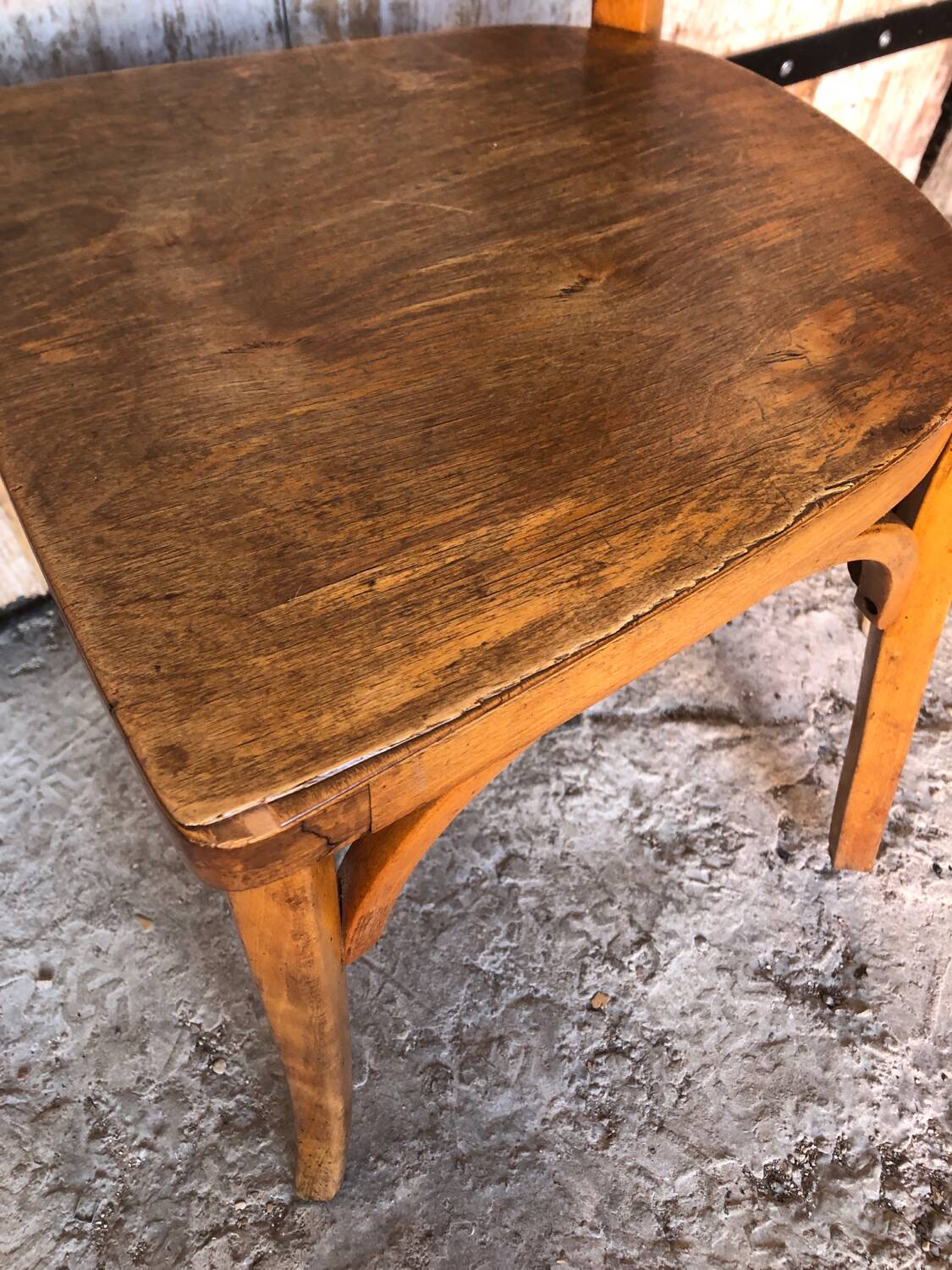 Old vintage baumann light wood bistro chair #a566
