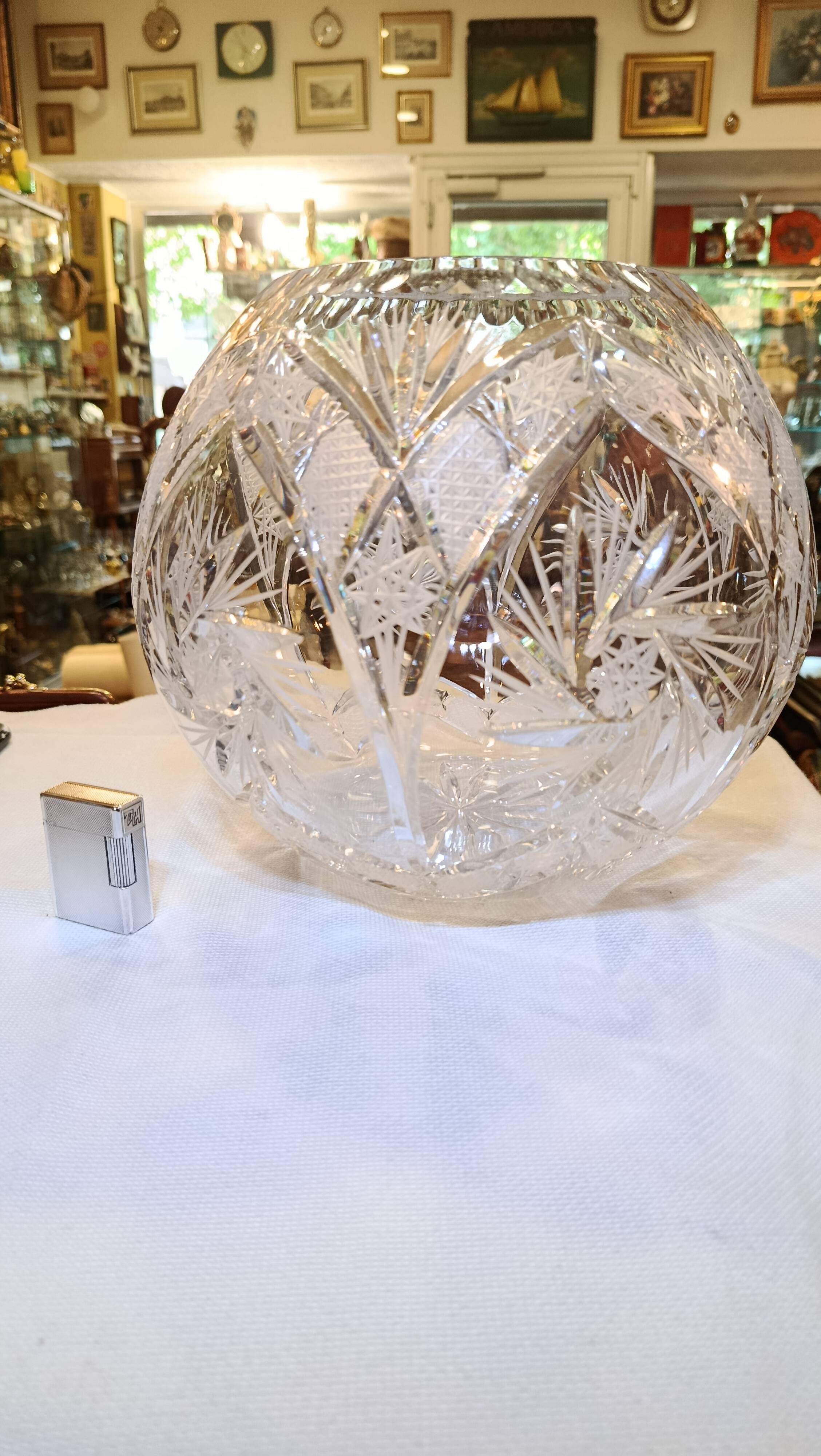Vintage Bohemian crystal large vase