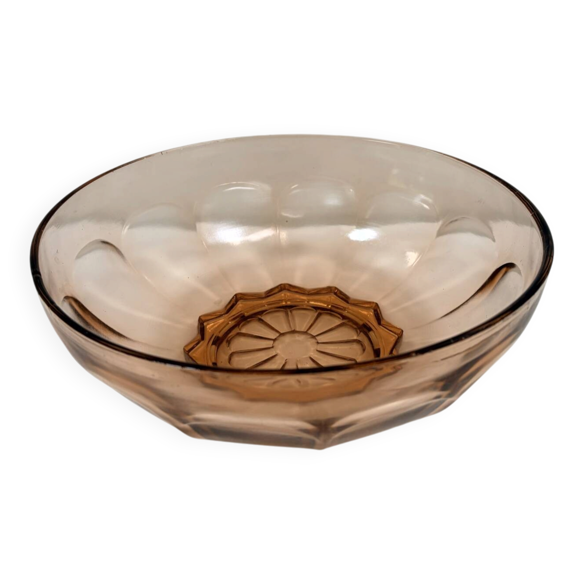 1950s pink moulded glass salad bowl