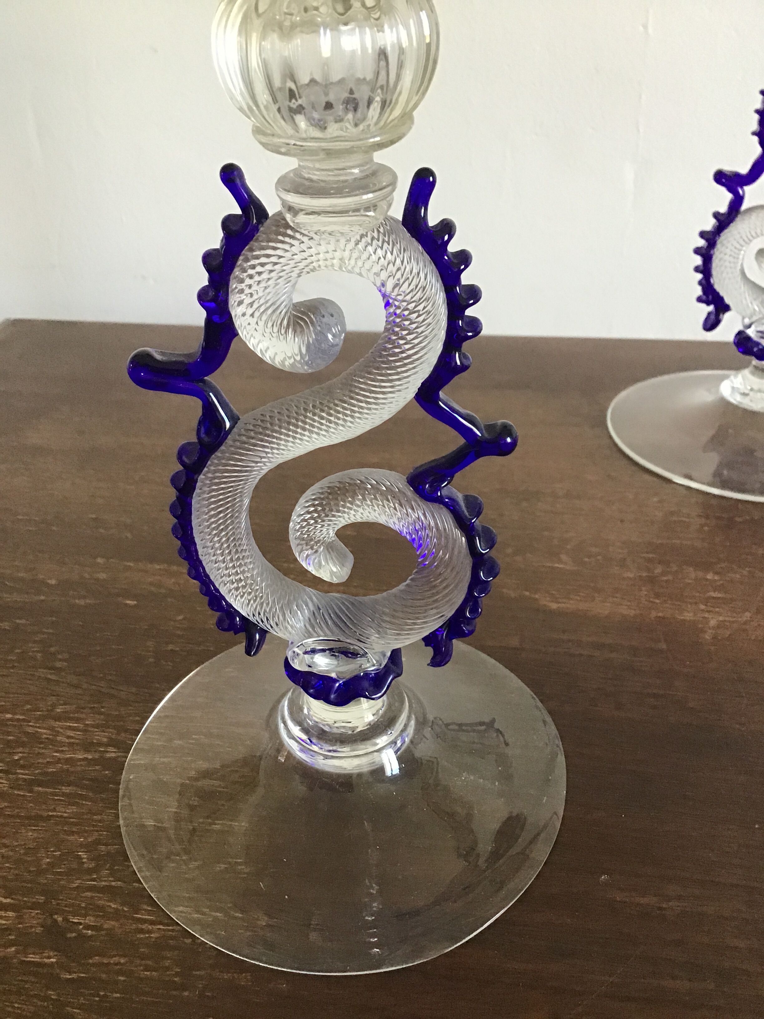 Set of 2 Murano glass candlesticks