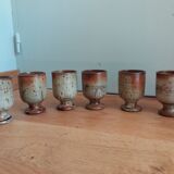 6 standing cups in pyrite stoneware
