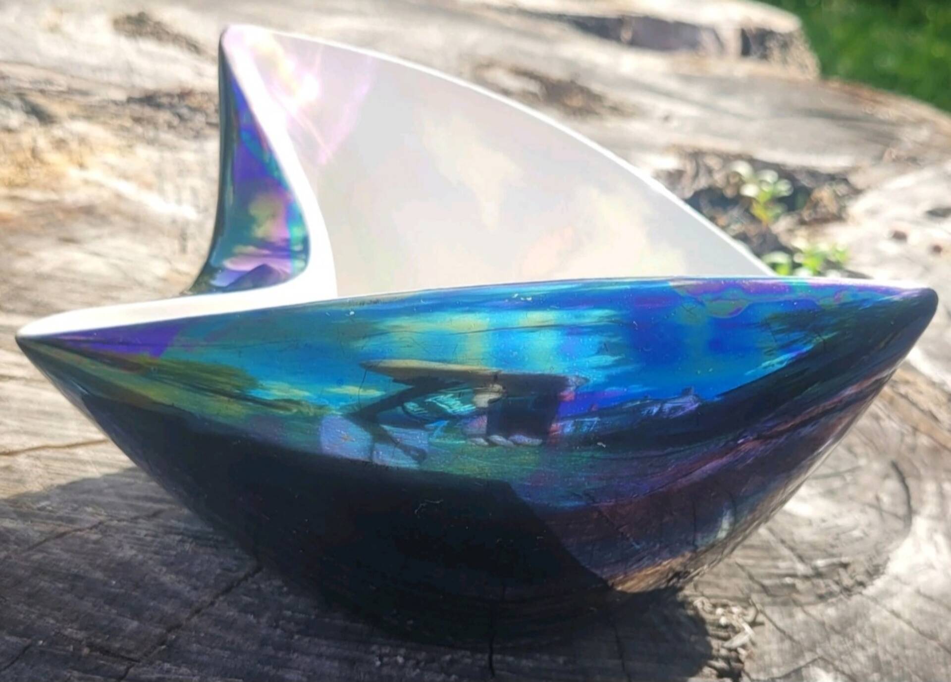 Ashtray and its pestle 6112 & candlestick 6146 Iridescent ceramic VERCERAM