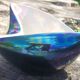 Ashtray and its pestle 6112 & candlestick 6146 Iridescent ceramic VERCERAM