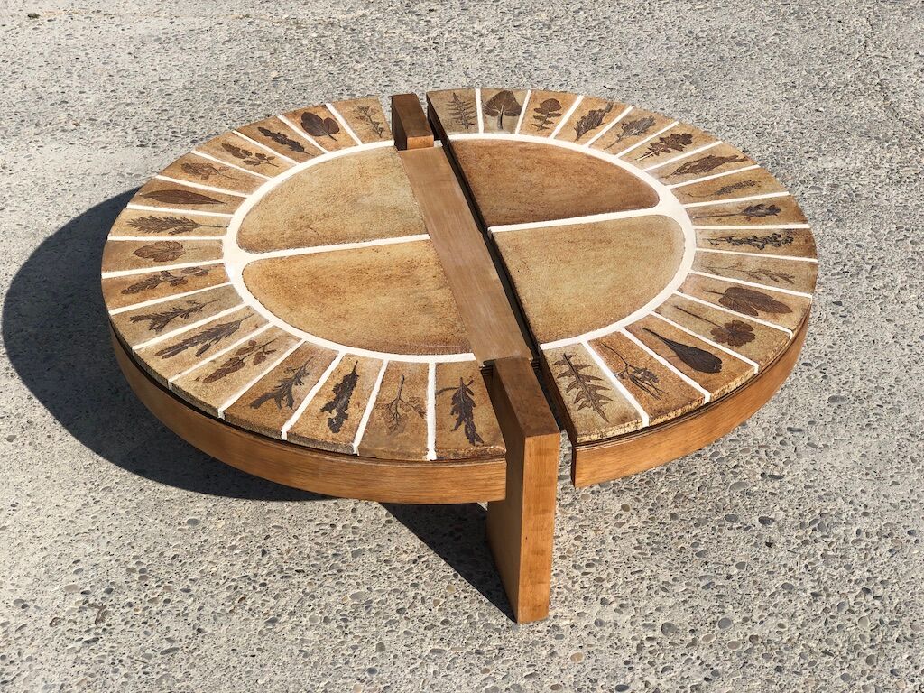 Coffee table Roger Capron ceramic top model Vintage coffee bean 1960