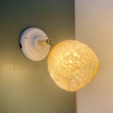 Vintage globe wall light in pink Clichy glass