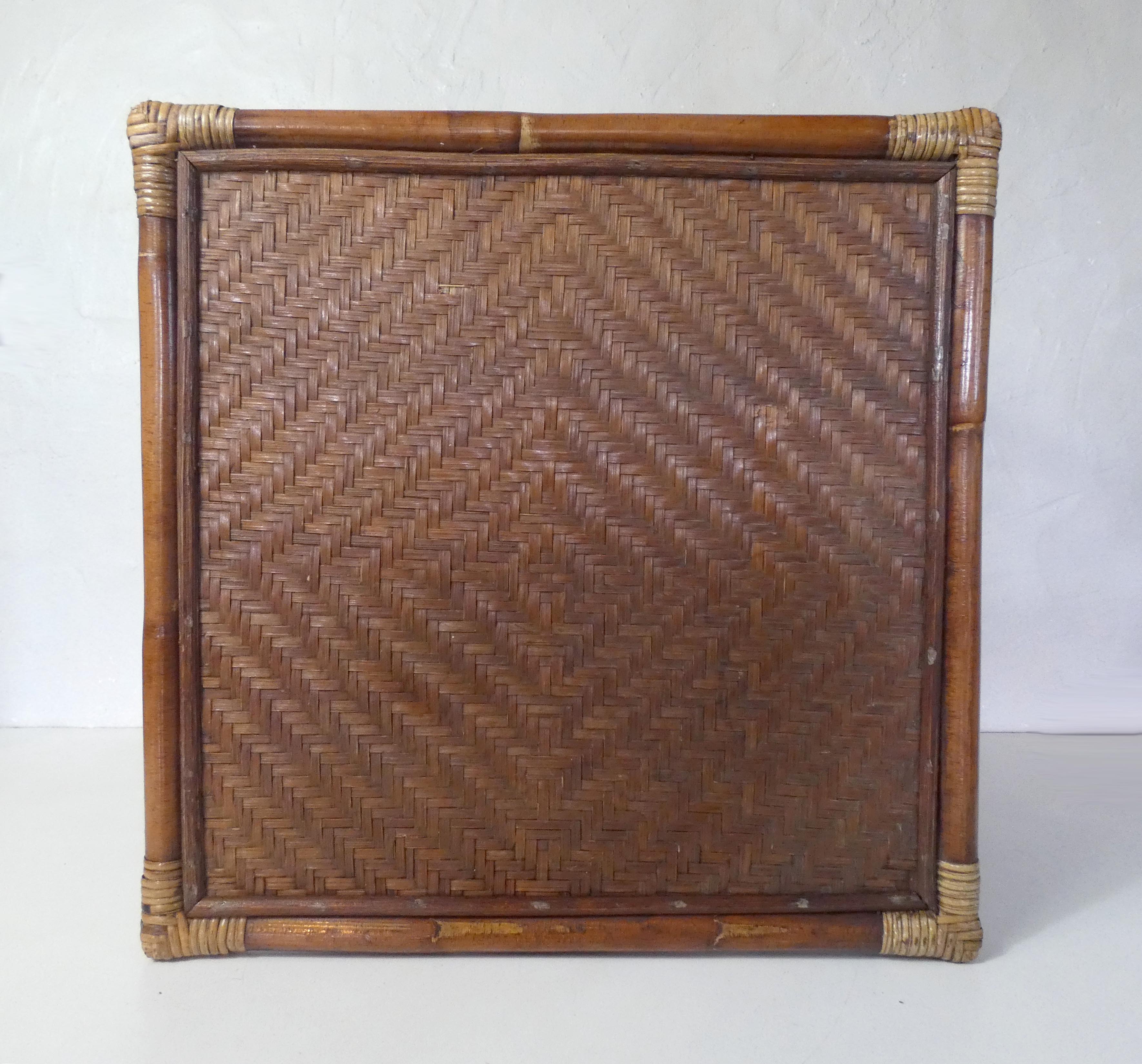 Rattan sofa end side table