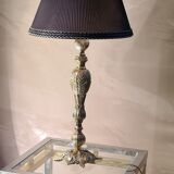 Rocaille style bronze lamp and pleated lampshade with gallon 49x25