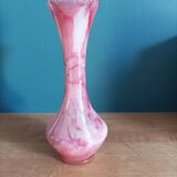 Vase blown glass jar variegated pink soliflore