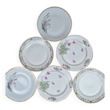 Composition de 6 assiettes plates en porcelaine