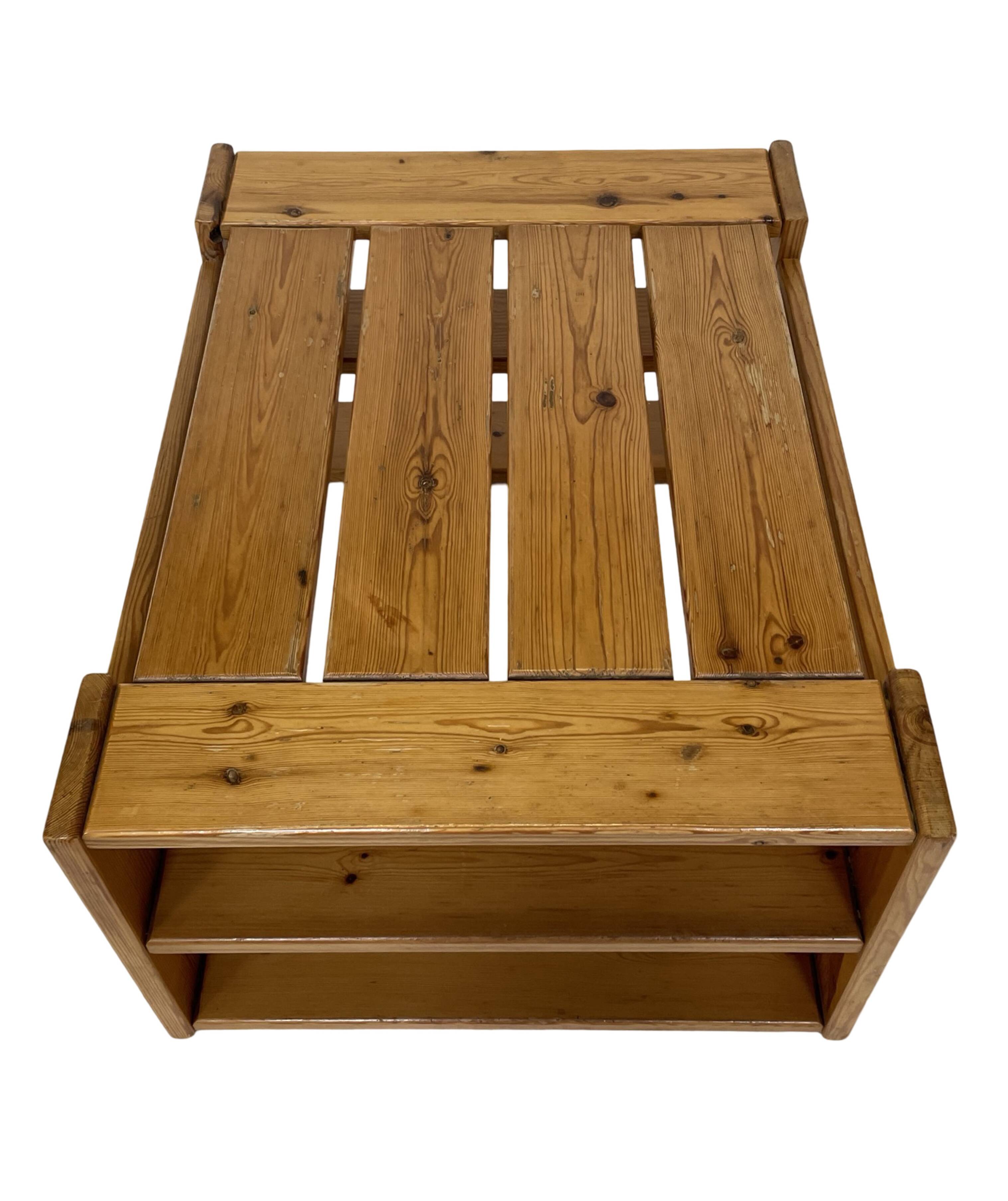 Vintage Coffee Table Pine Wood Design 1970s Coffee Table