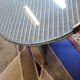 Rattan pedestal table
