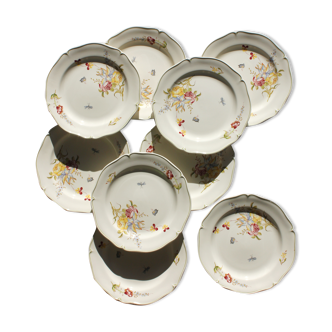 Flat plates in earthenware "Butterfly Flowers" Gien