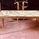 A mid-century marble top and brass frame coffee and cocktail table, circa 1960s