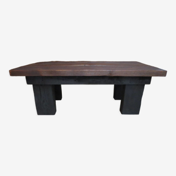 Dark solid wood farmhouse table