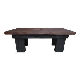 Dark solid wood farmhouse table