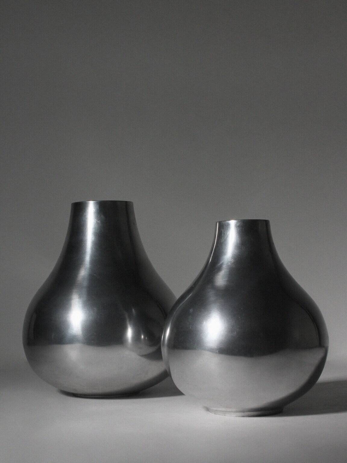 Vase bulbe en aluminium poli, moyen