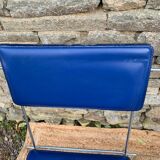 Set of 6 blue chairs with design curves