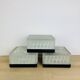 3 square wall lights in chiseled molded glass from the 50s, Holophane
