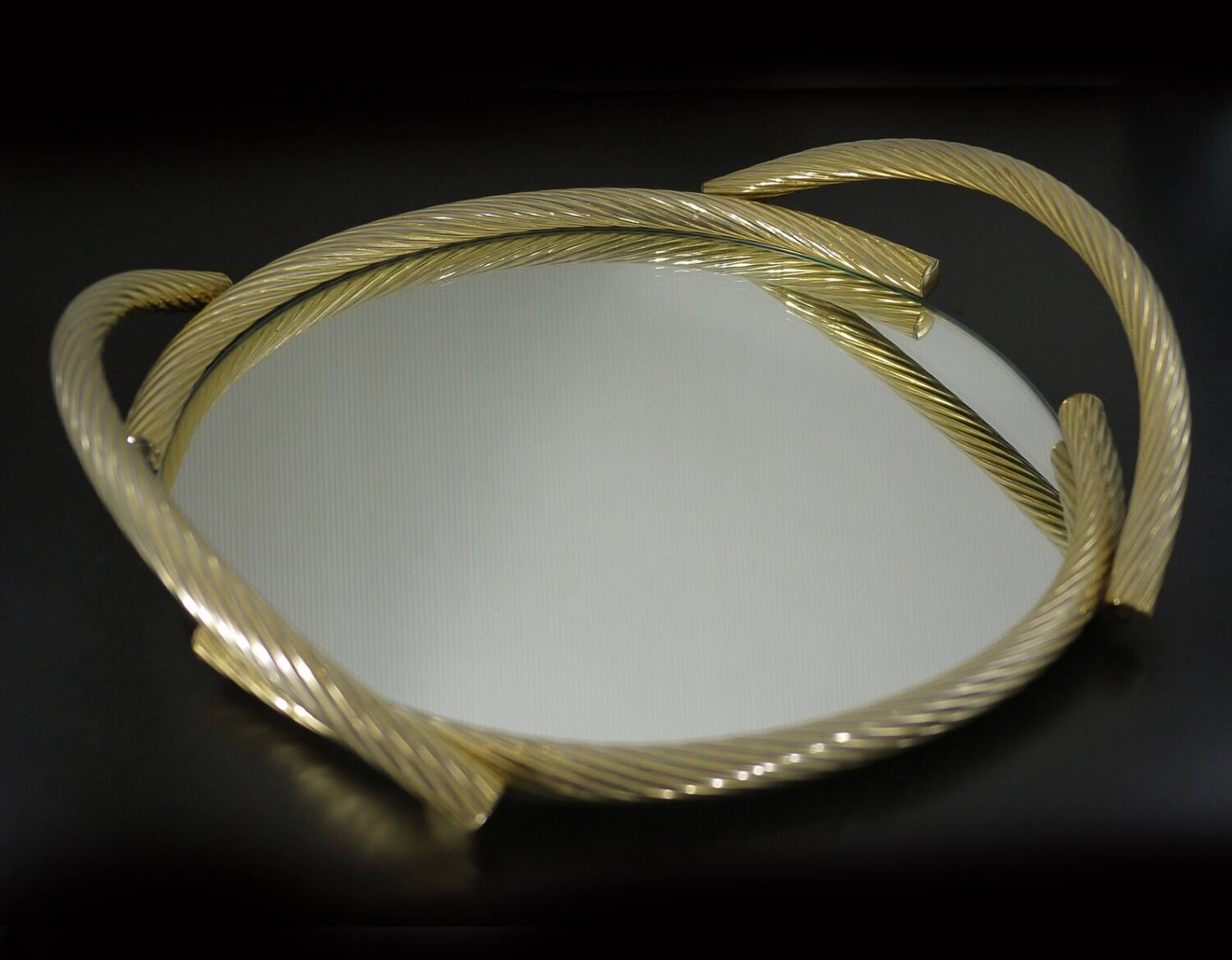 Gilded Rope Serving Tray, French Mirror Tray, Drinks Tray