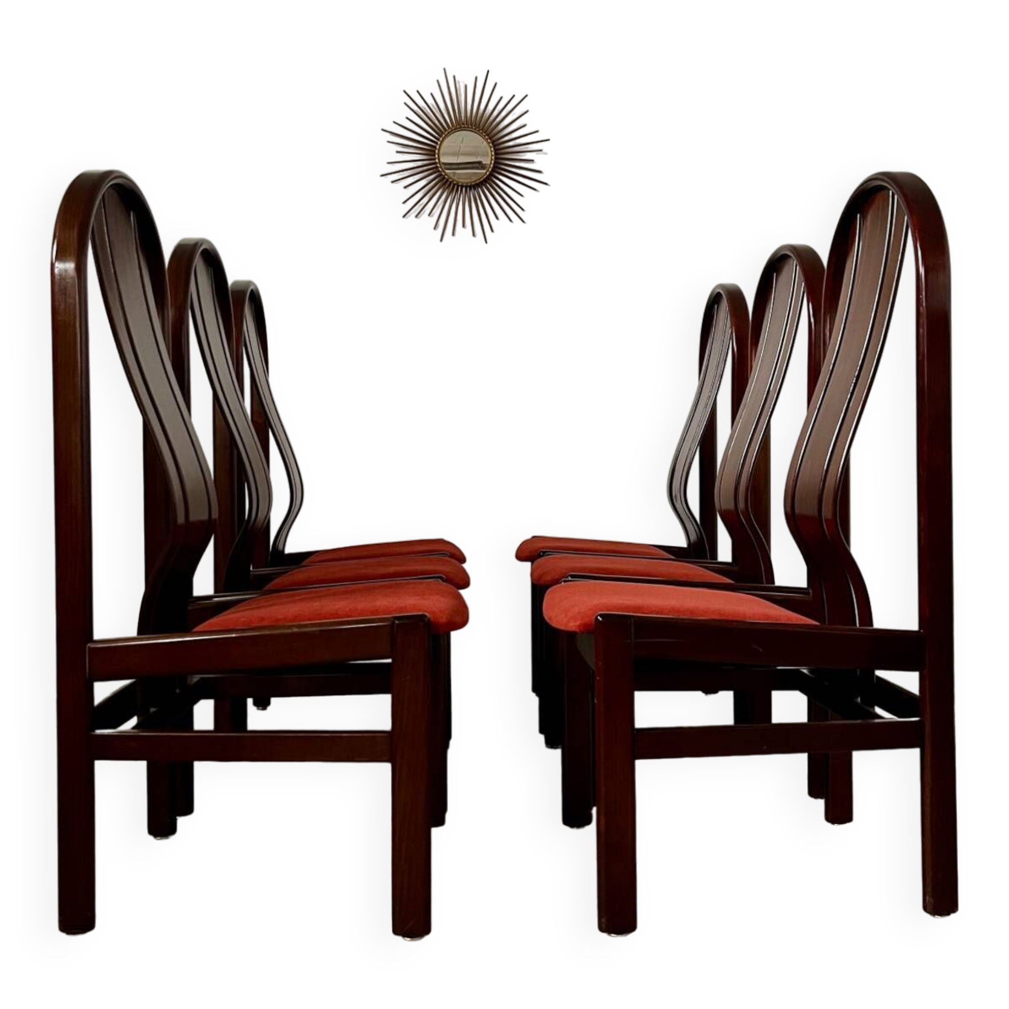 Lot 6 anciennes chaises en bois courbé design italien des années 70 vintage