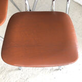 4 chairs in brown skaï and metal vintage year 60