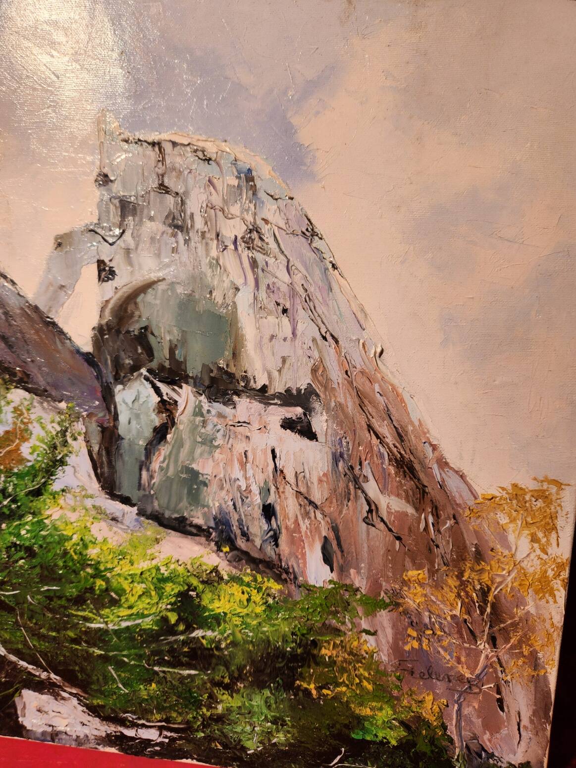 Oil painting on canvas Provence landscape Sainte Victoire Mountain