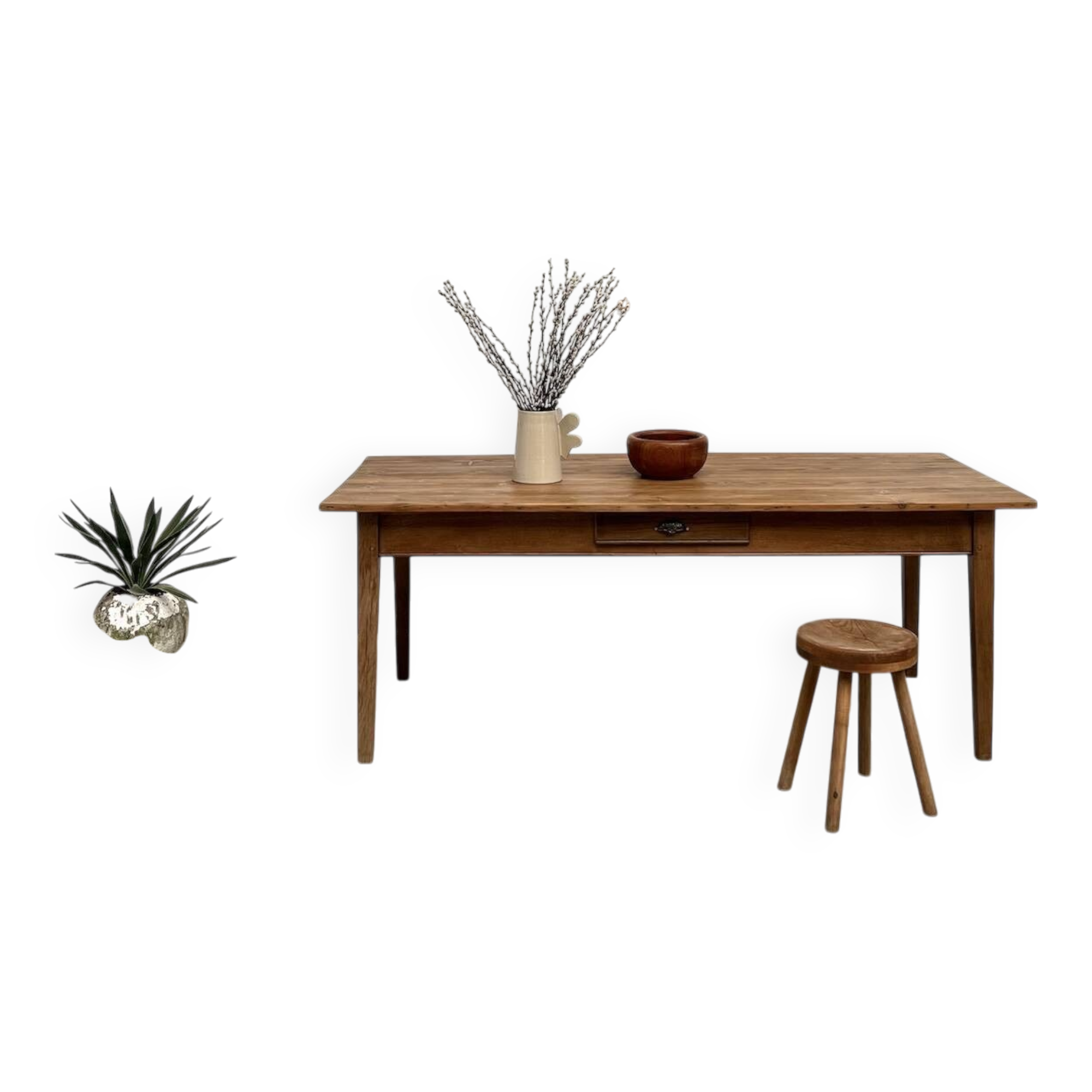 1950s farmhouse table, oak and pine