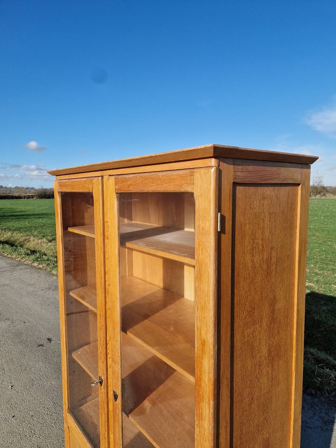 Ancienne Armoire Bibliothèque Parisienne Vitrée Pied Compas