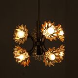 Plafonnier Mid-Century en Laiton et Verre de Sische Leuchten