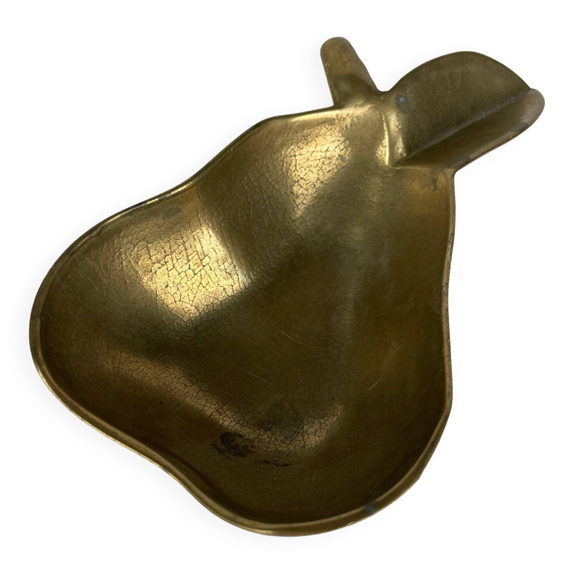 Empty pocket ashtray in pear-shaped brass