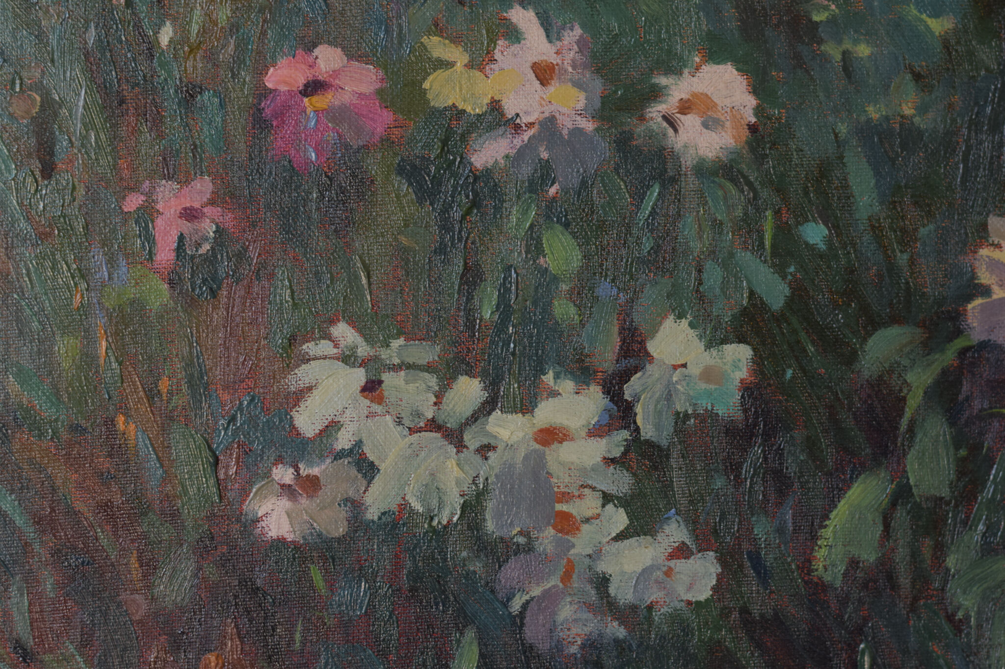 Landscape scene with floral meadow