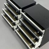 Pair of black and chrome 4-drawer chests of drawers