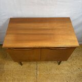 Mid-Century Retro Vintage Teak Record Cabinet 1960  Organically Formed Hand