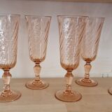 6 verres à champagne en rosaline