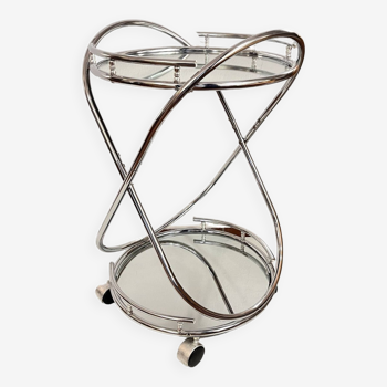 Chromed, glass mobile table | Signal bar 1990s