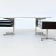 Bureau d'angle exécutif Abbondinterni en acajou et verre, Italie, 1970