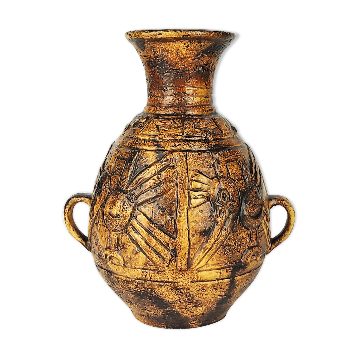 Vase au décor Aztèque de Jasba 1960 - Keramik