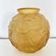 Art Deco orange moulded pressed glass round vase