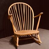 Rocking chair mid-century in light elm by Lucian Ercolani for Ercol