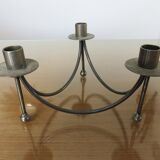 Tripod candlestick in crude steel for 3 candles 70s