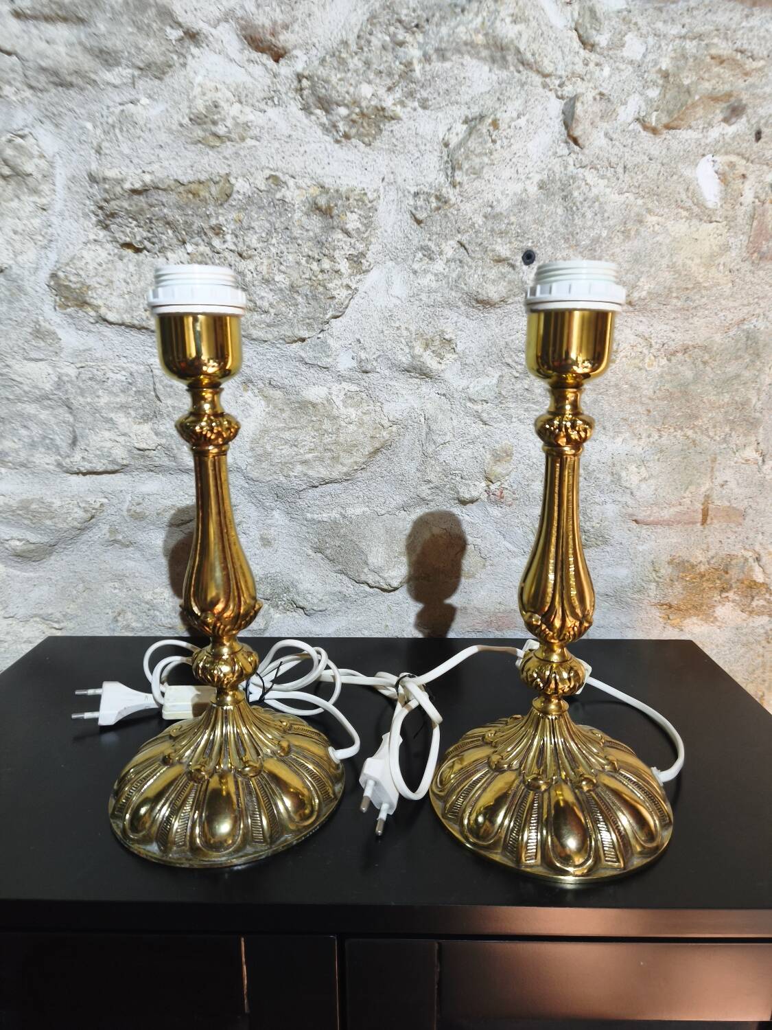 Pair of solid brass table lamps - Maison Bejorama - Ho style