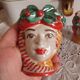 Set of 2 Sicilian vases ceramic heads of caltagirone