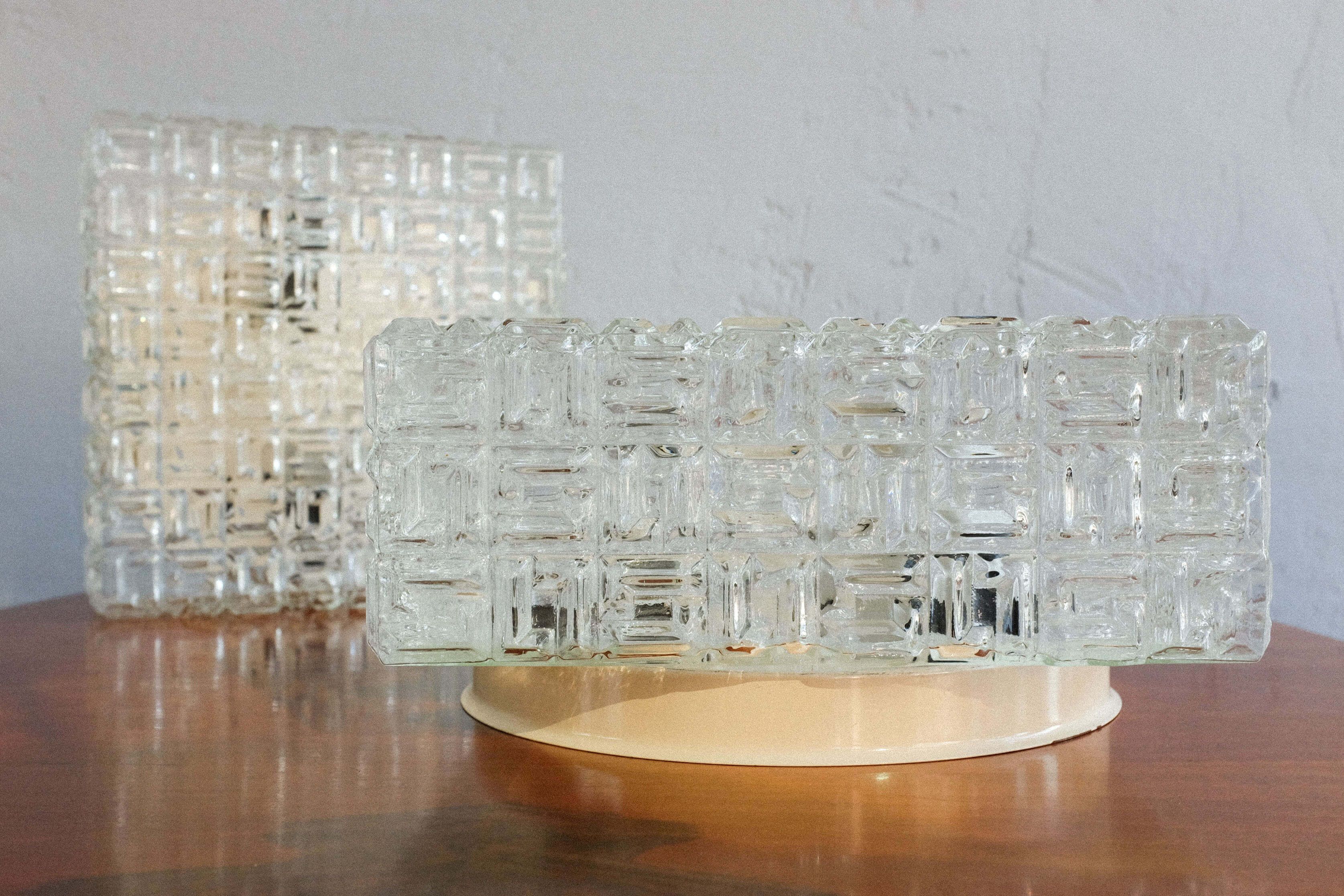 Czechoslovakian glass wall lamps by osvětlovací sklo, 1980s