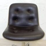 Strafor swivel armchair in brown faux leather, vintage 1970s